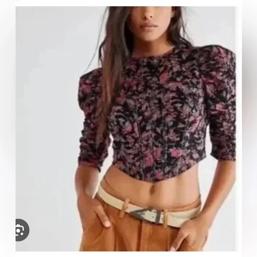 Free People XS Floral Backless Monica Crop Top OB1413377